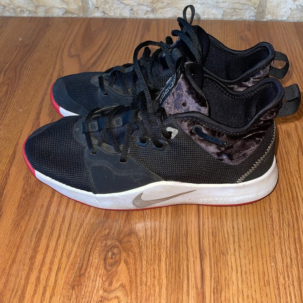 Nike Paul George 3 Basketball Shoe Black Velour AQ2462-016 Size Youth 6.5
